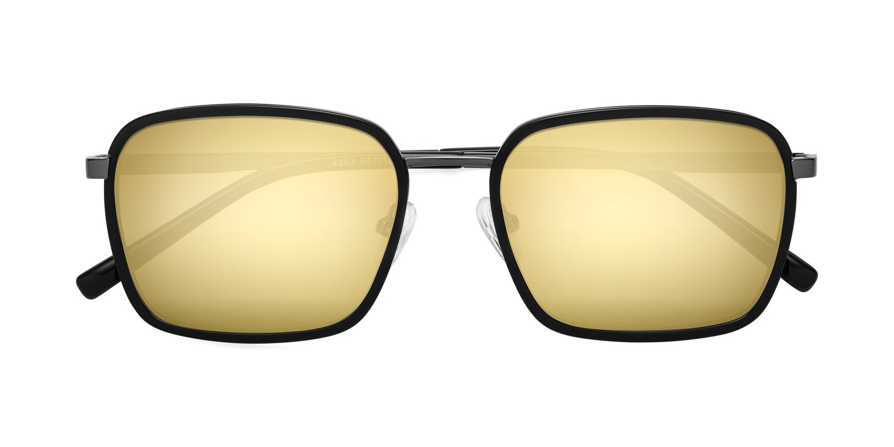 Folded Front of Sunflower in Black-Gunmetal with Gold Mirrored Lenses