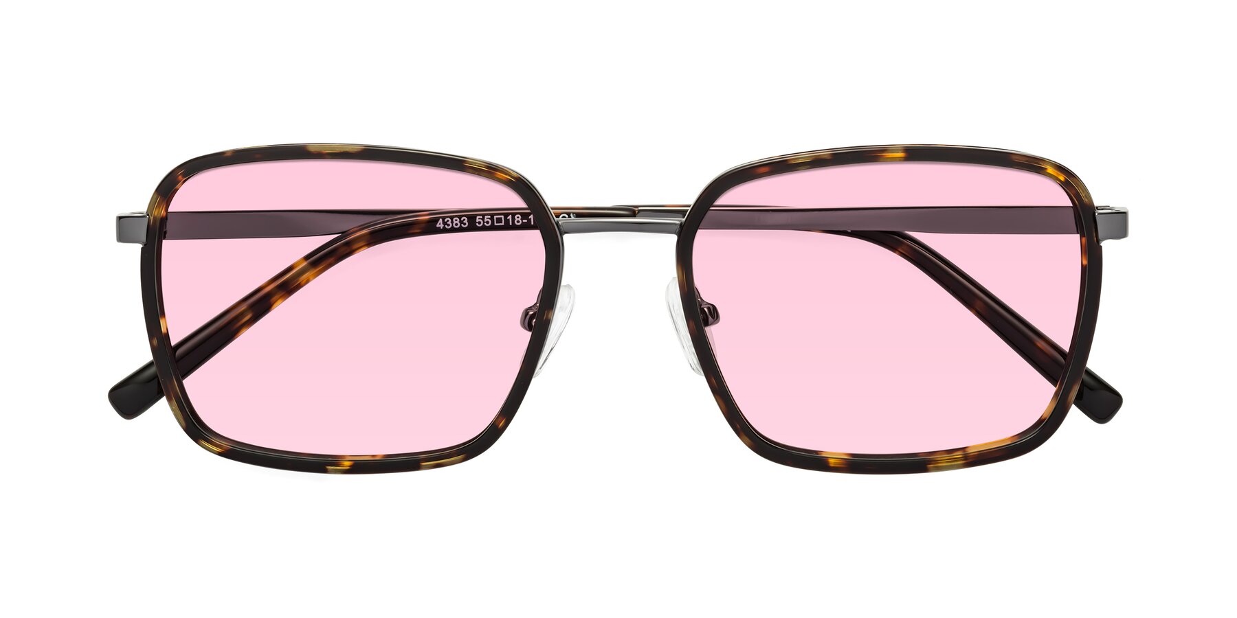 Folded Front of Sunflower in Tortoise-Gunmetal with Light Pink Tinted Lenses