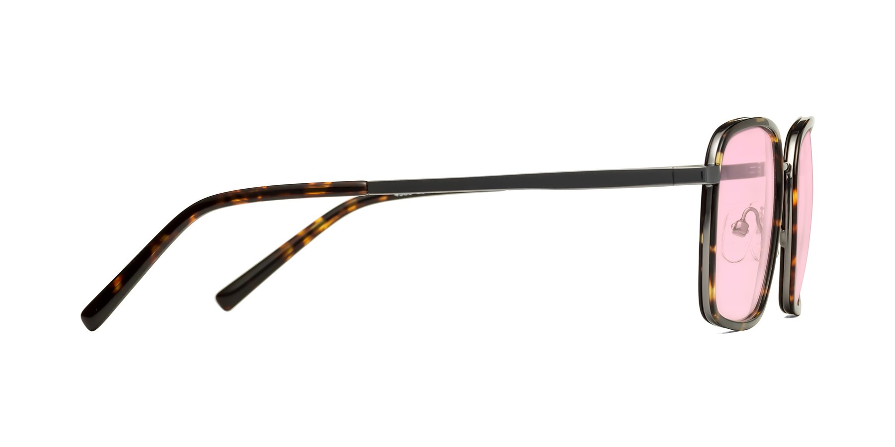 Side of Sunflower in Tortoise-Gunmetal with Light Pink Tinted Lenses