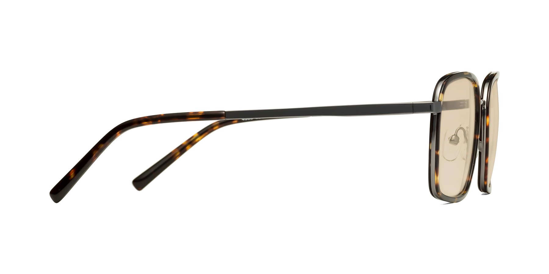 Side of Sunflower in Tortoise-Gunmetal with Light Brown Tinted Lenses