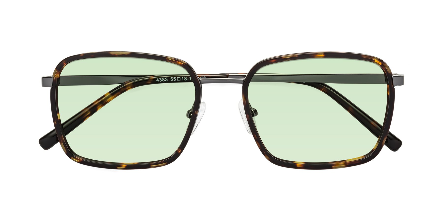 Folded Front of Sunflower in Tortoise-Gunmetal with Light Green Tinted Lenses