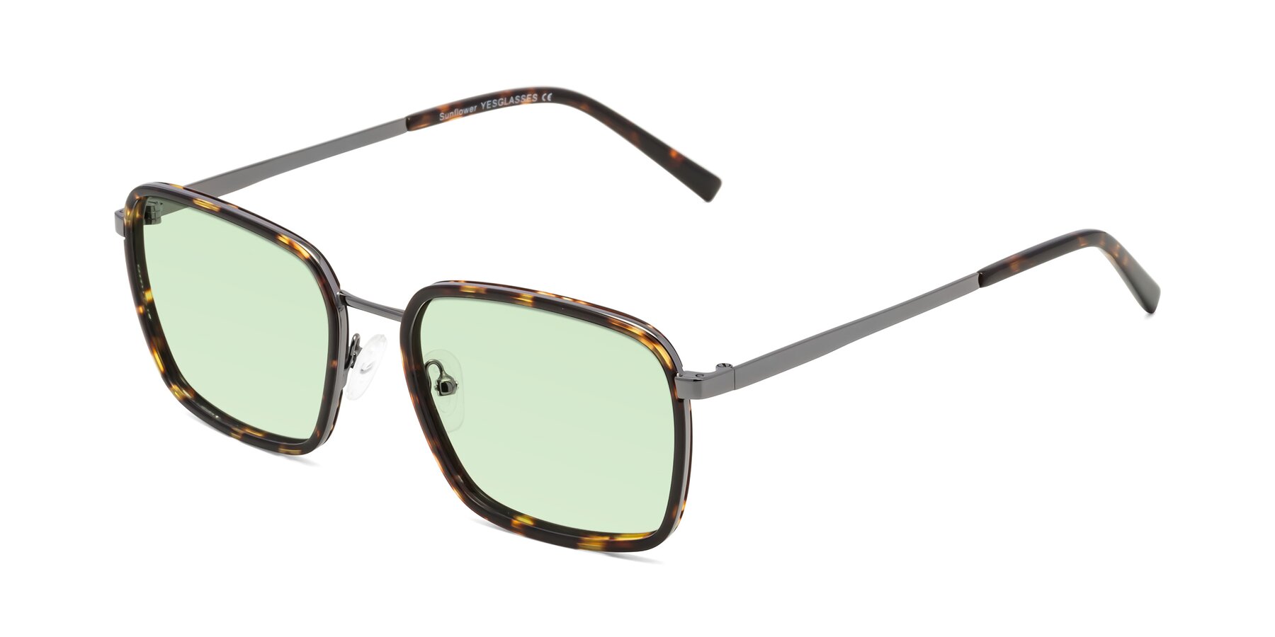 Angle of Sunflower in Tortoise-Gunmetal with Light Green Tinted Lenses