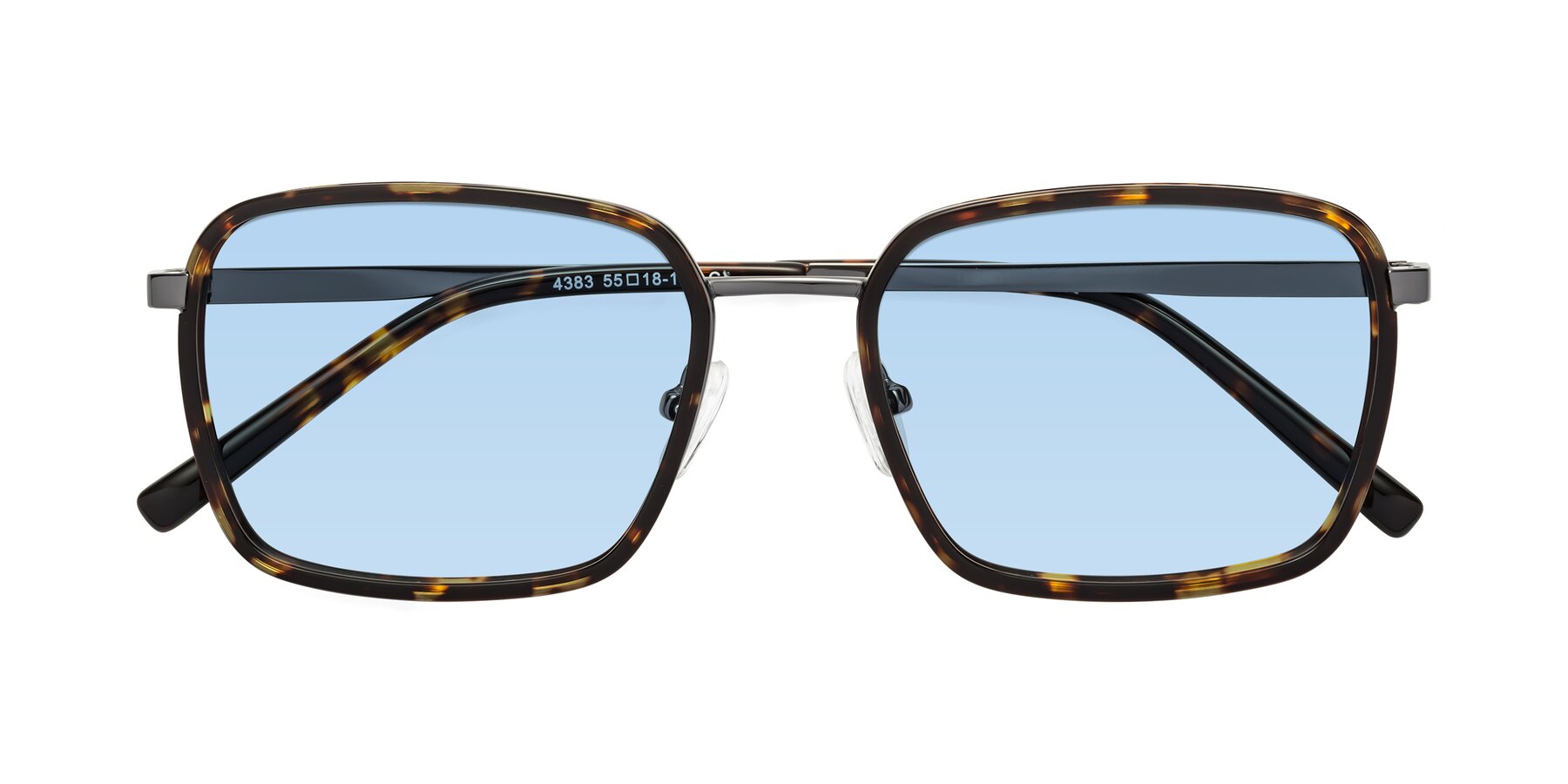 Folded Front of Sunflower in Tortoise-Gunmetal with Light Blue Tinted Lenses