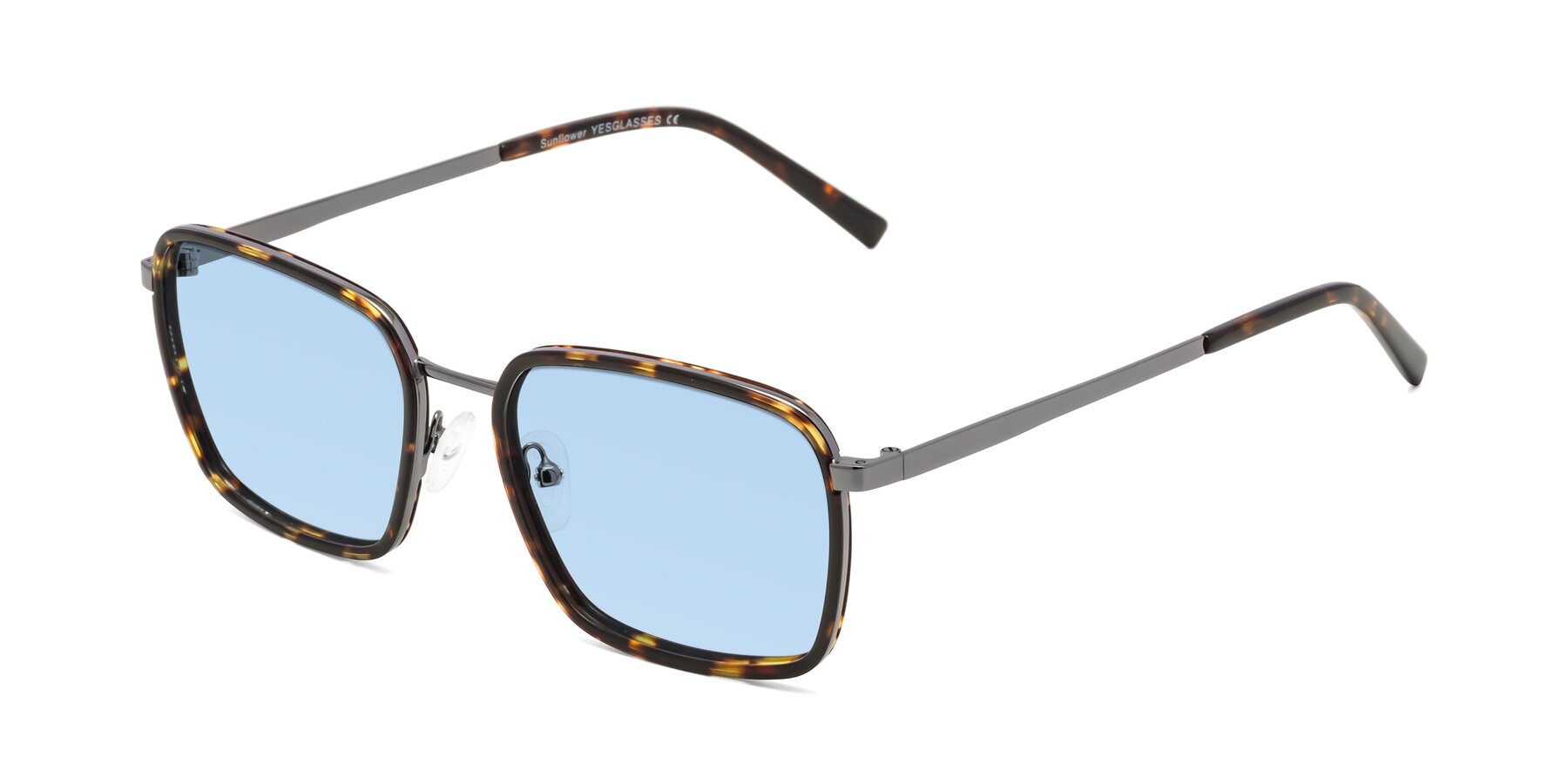 Angle of Sunflower in Tortoise-Gunmetal with Light Blue Tinted Lenses