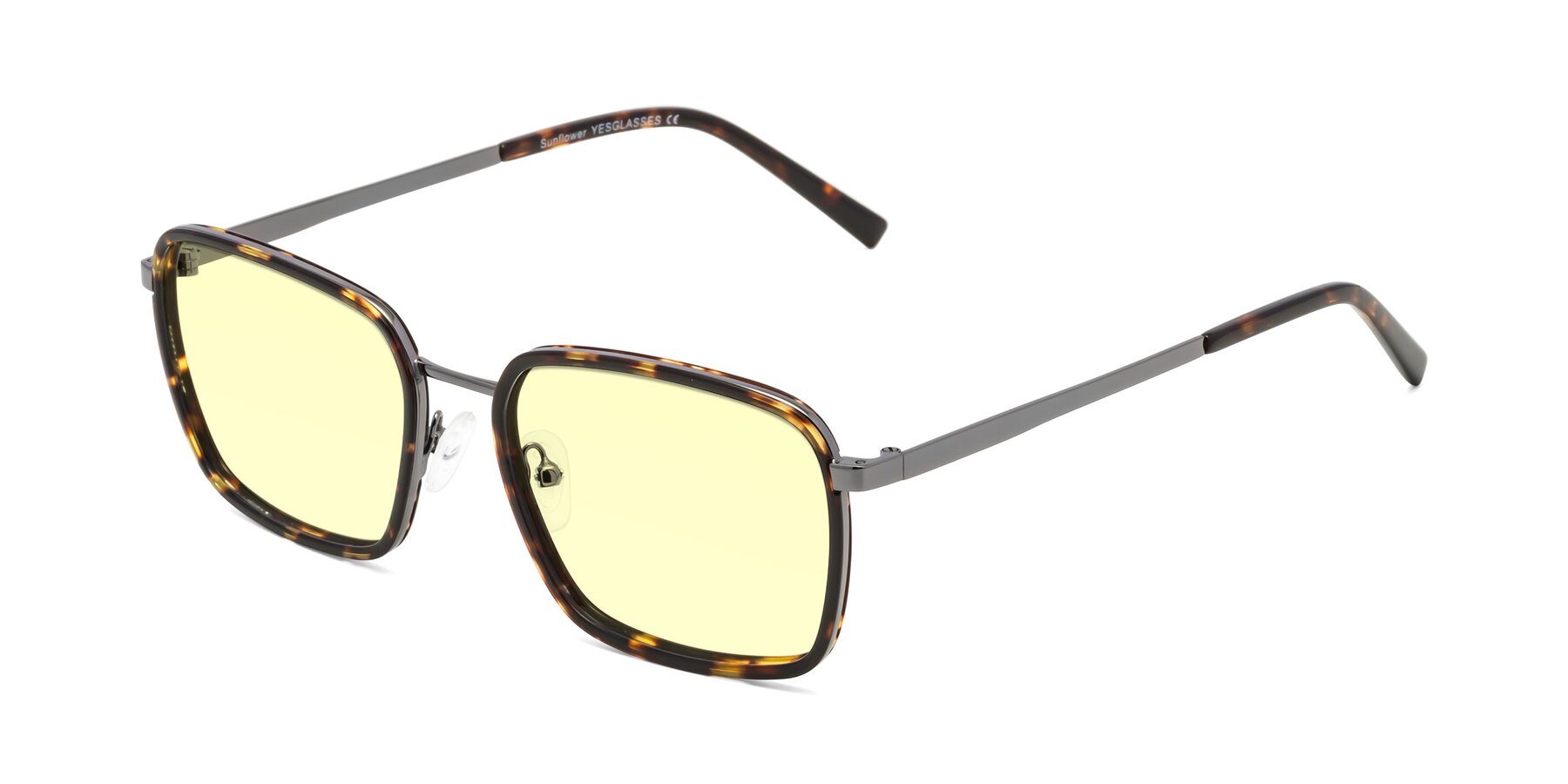 Angle of Sunflower in Tortoise-Gunmetal with Light Yellow Tinted Lenses