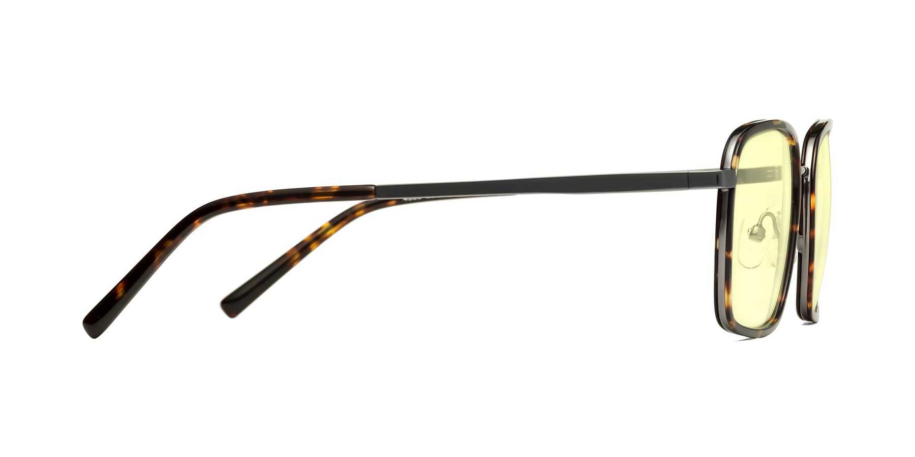 Side of Sunflower in Tortoise-Gunmetal with Light Yellow Tinted Lenses