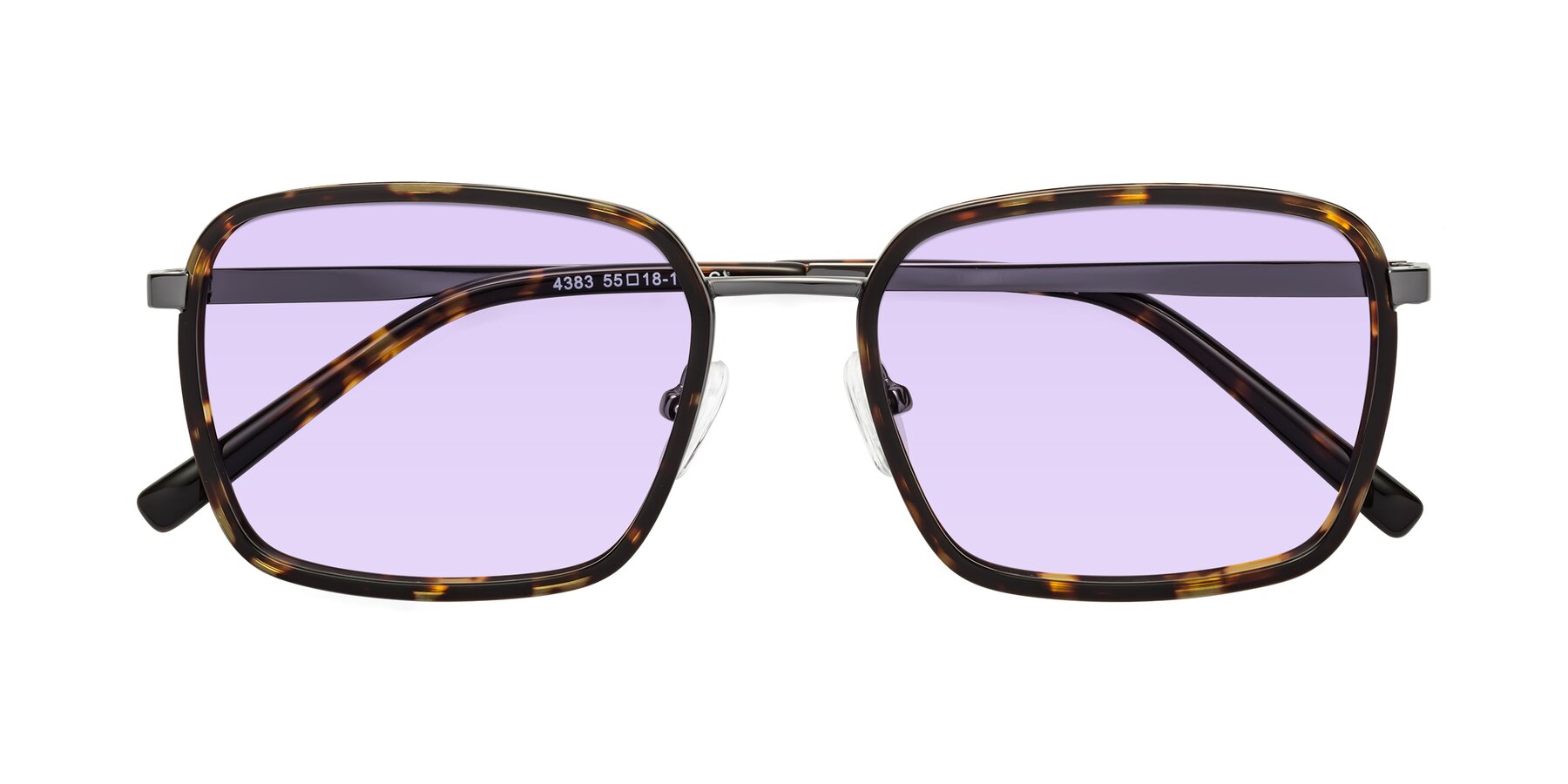 Folded Front of Sunflower in Tortoise-Gunmetal with Light Purple Tinted Lenses