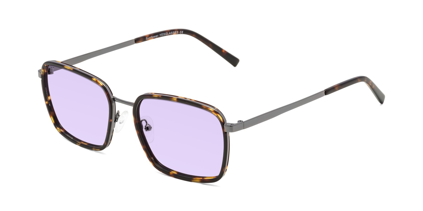 Angle of Sunflower in Tortoise-Gunmetal with Light Purple Tinted Lenses