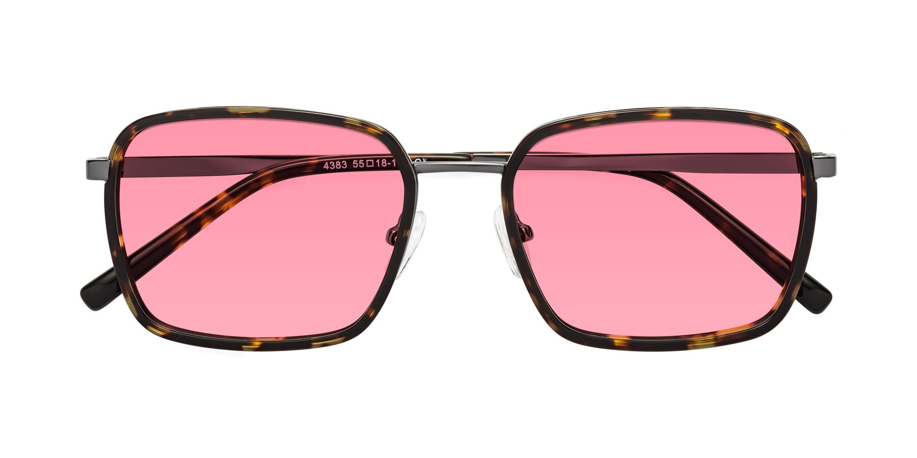 Folded Front of Sunflower in Tortoise-Gunmetal with Pink Tinted Lenses