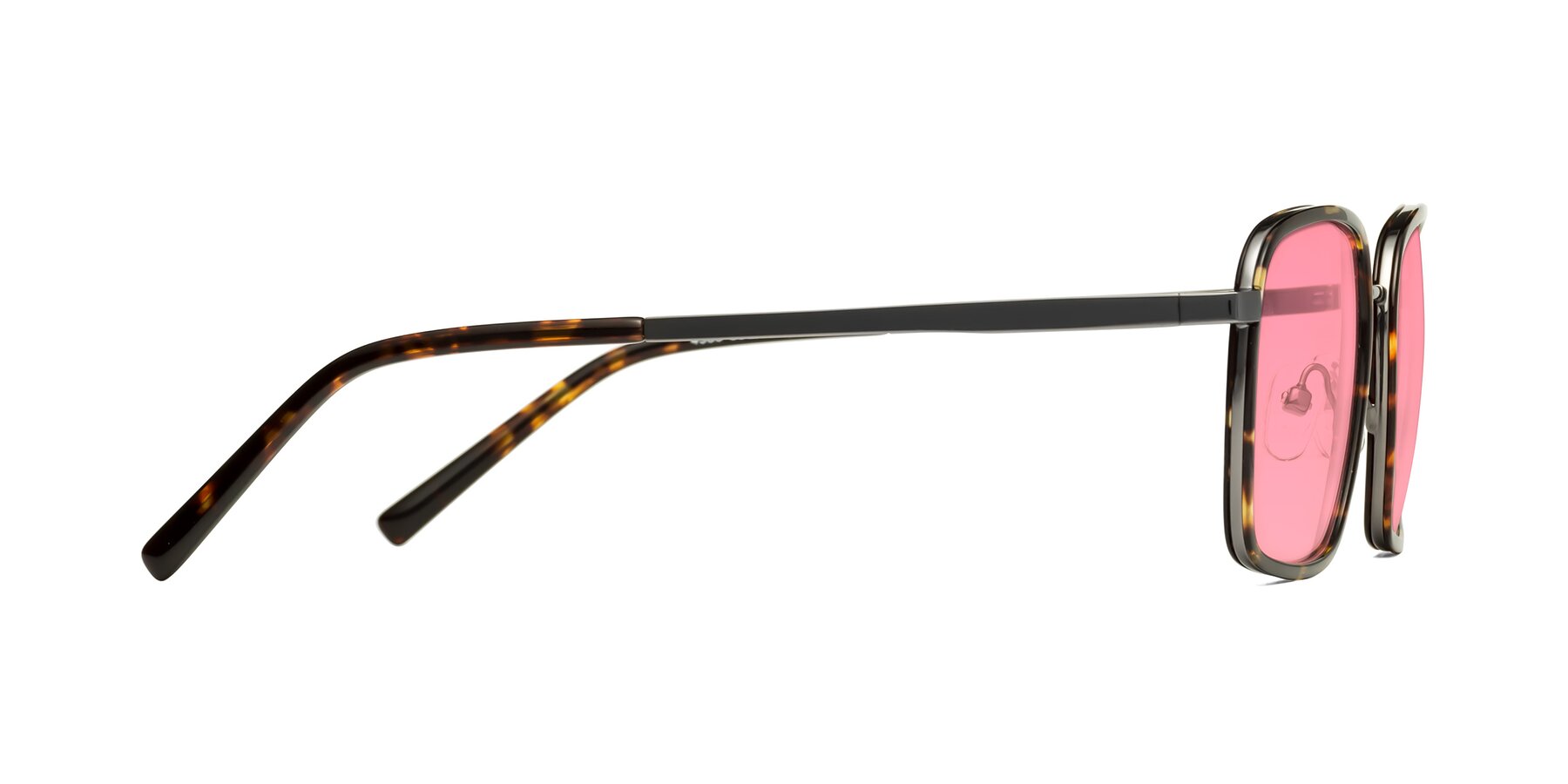 Side of Sunflower in Tortoise-Gunmetal with Pink Tinted Lenses