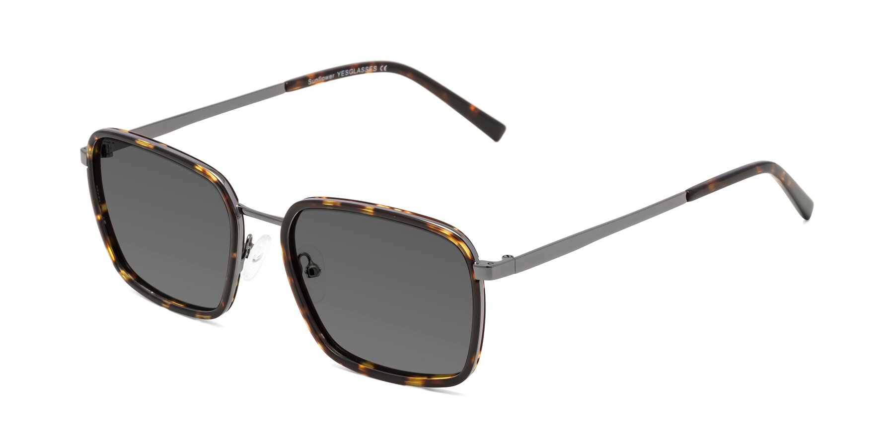 Angle of Sunflower in Tortoise-Gunmetal with Medium Gray Tinted Lenses