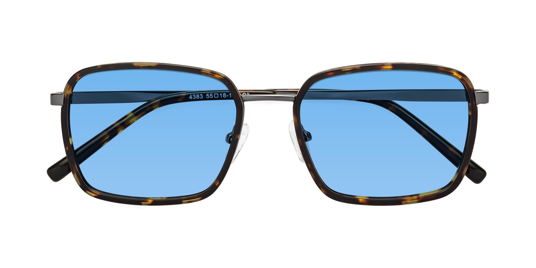 Folded Front of Sunflower in Tortoise-Gunmetal with Medium Blue Tinted Lenses