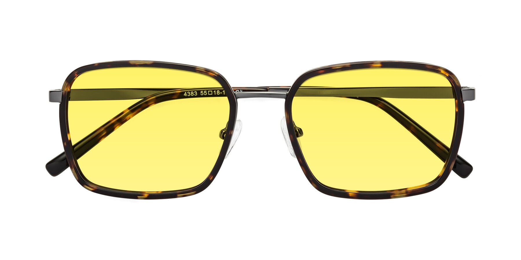 Folded Front of Sunflower in Tortoise-Gunmetal with Medium Yellow Tinted Lenses