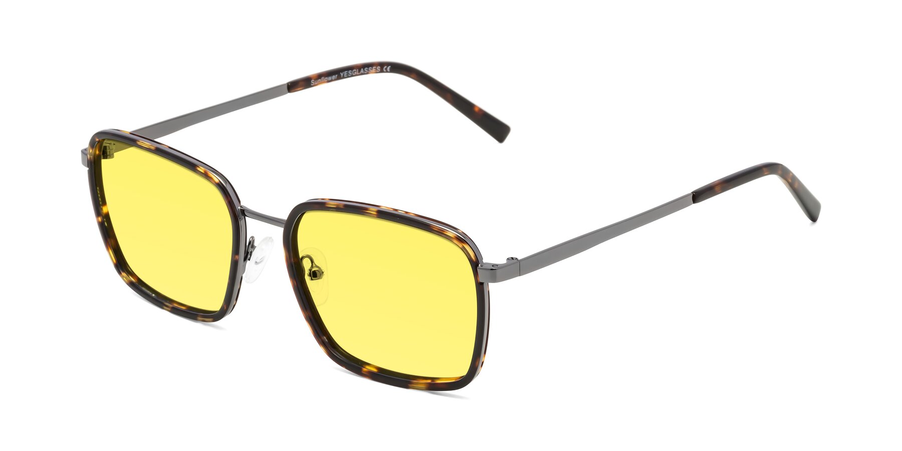 Angle of Sunflower in Tortoise-Gunmetal with Medium Yellow Tinted Lenses