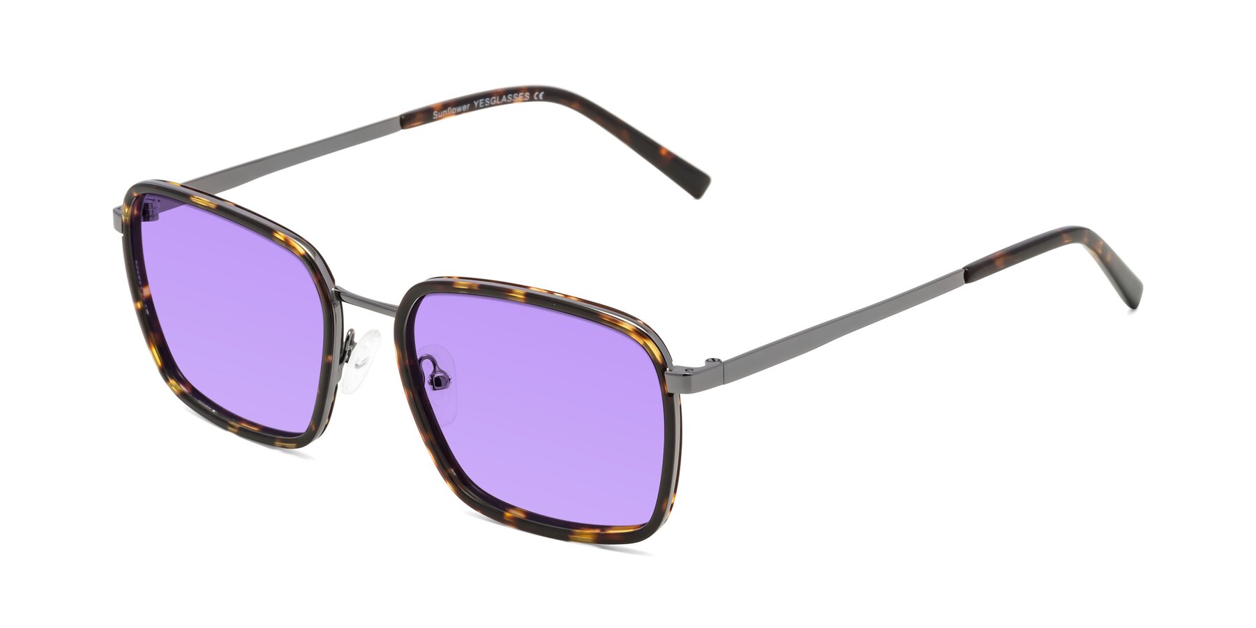 Angle of Sunflower in Tortoise-Gunmetal with Medium Purple Tinted Lenses