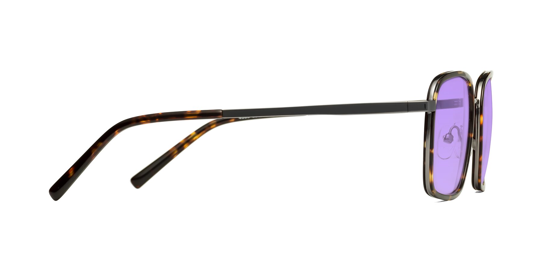 Side of Sunflower in Tortoise-Gunmetal with Medium Purple Tinted Lenses