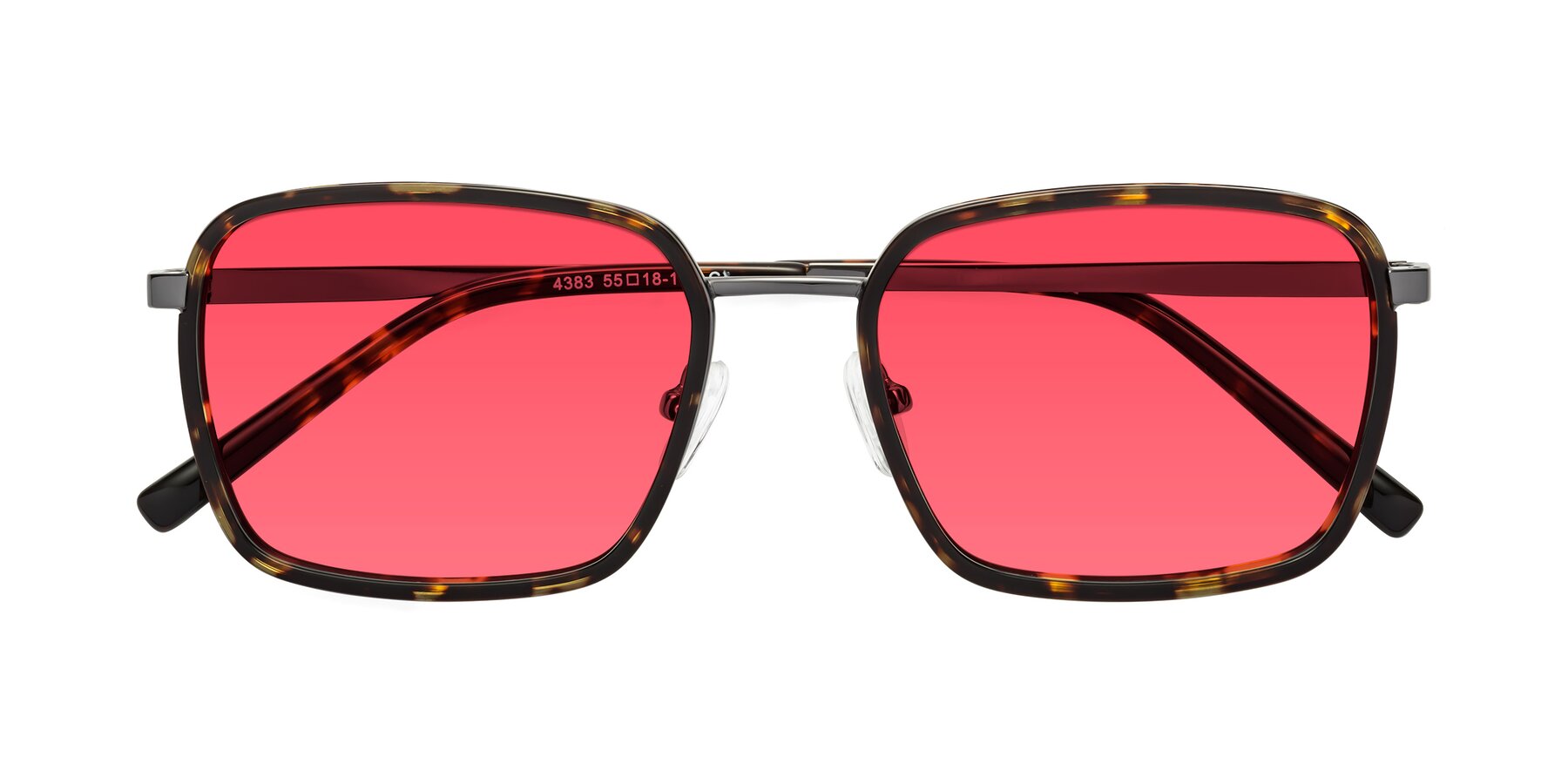 Folded Front of Sunflower in Tortoise-Gunmetal with Red Tinted Lenses