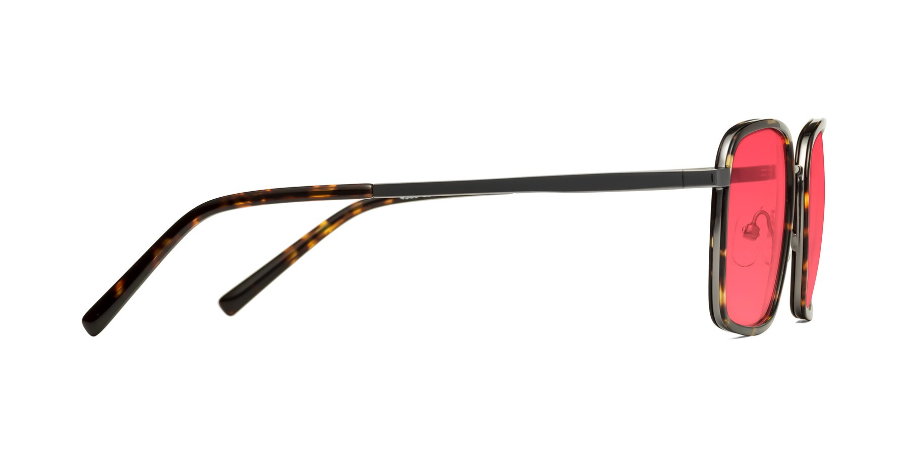 Side of Sunflower in Tortoise-Gunmetal with Red Tinted Lenses