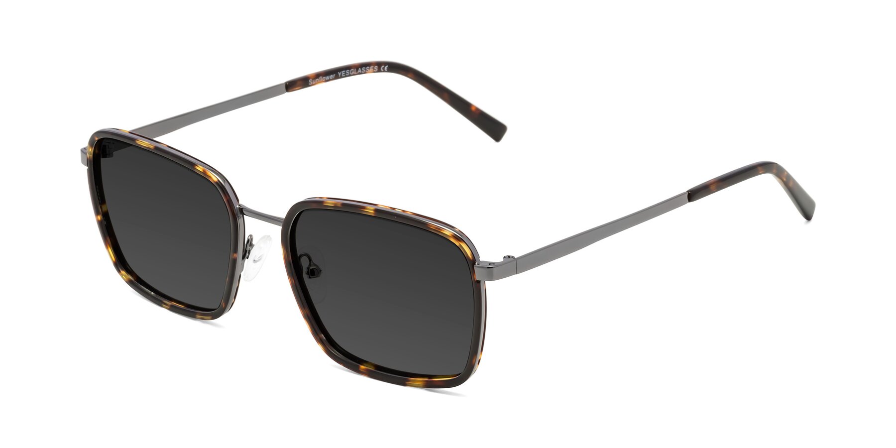 Angle of Sunflower in Tortoise-Gunmetal with Gray Tinted Lenses