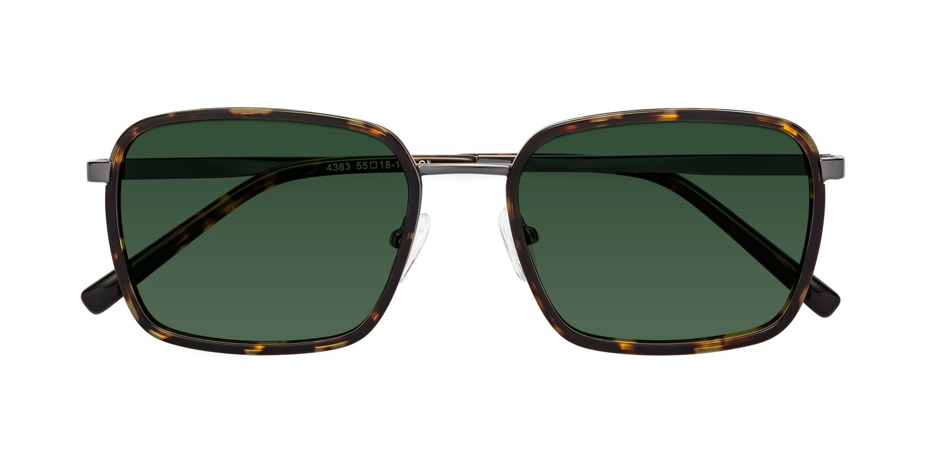 Folded Front of Sunflower in Tortoise-Gunmetal with Green Tinted Lenses