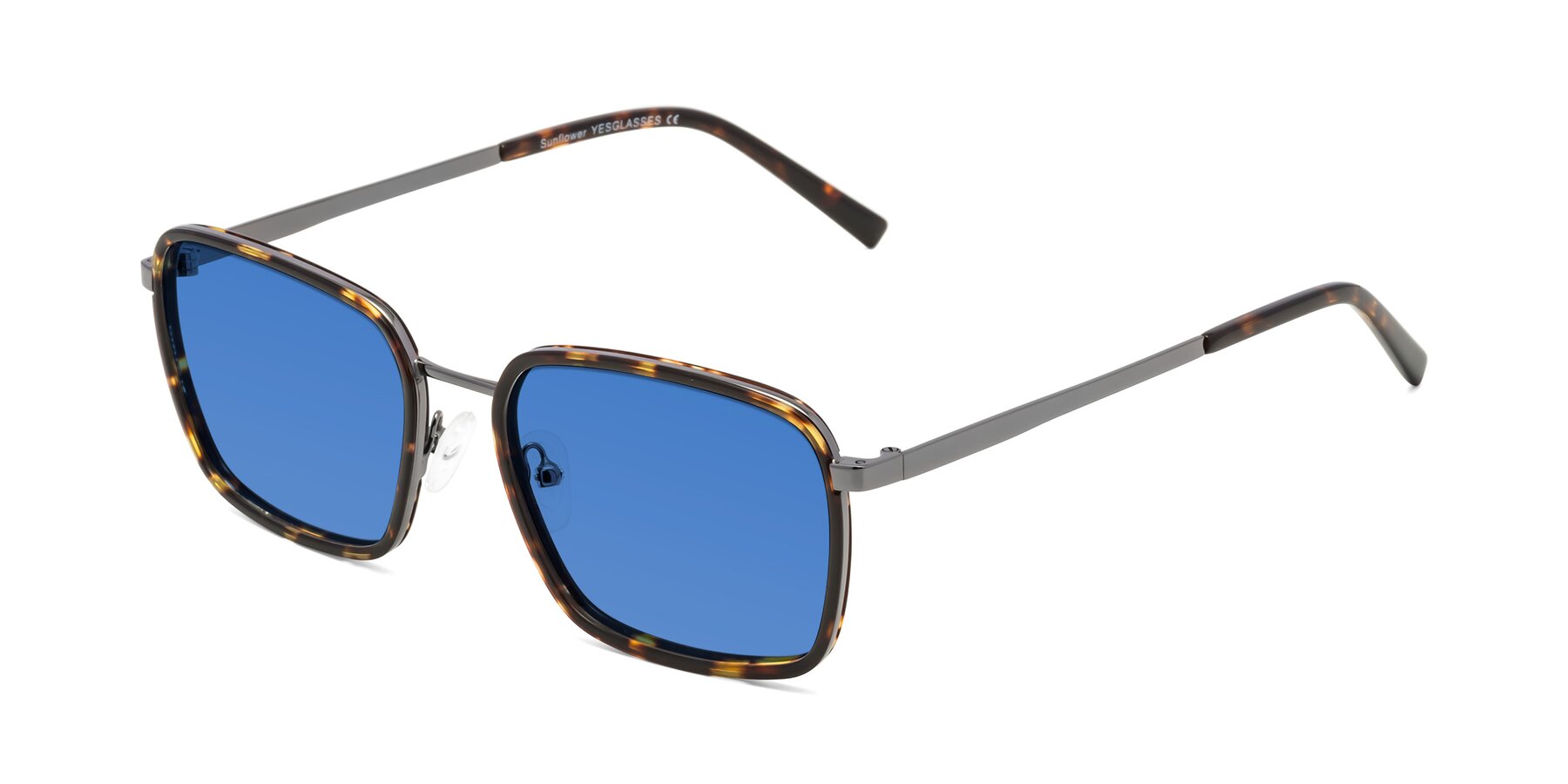 Angle of Sunflower in Tortoise-Gunmetal with Blue Tinted Lenses