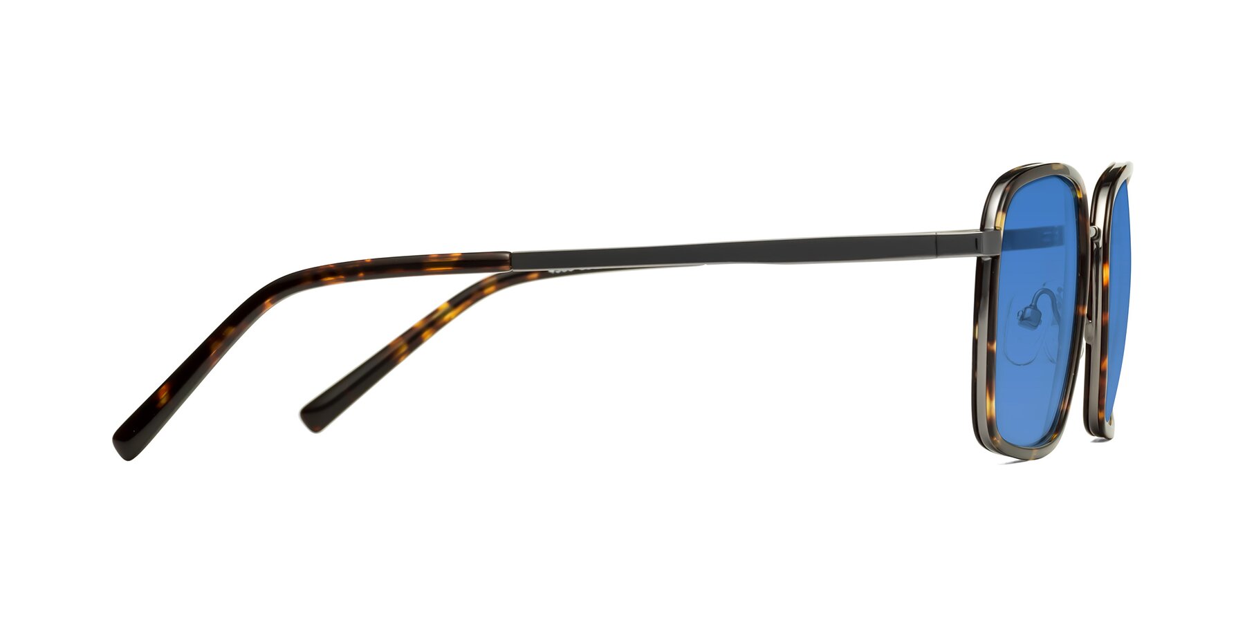 Side of Sunflower in Tortoise-Gunmetal with Blue Tinted Lenses