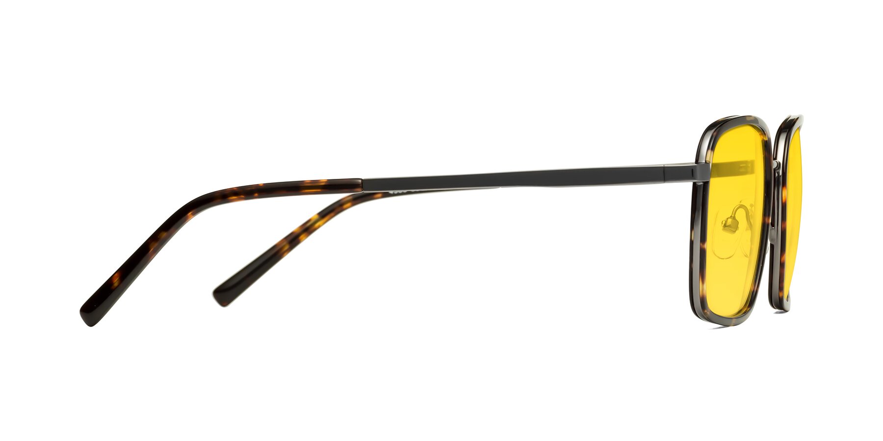 Side of Sunflower in Tortoise-Gunmetal with Yellow Tinted Lenses