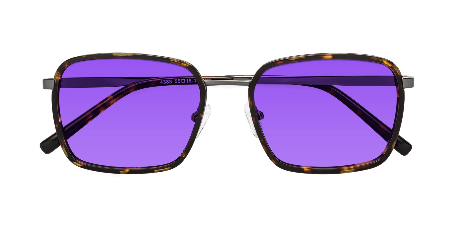 Folded Front of Sunflower in Tortoise-Gunmetal with Purple Tinted Lenses