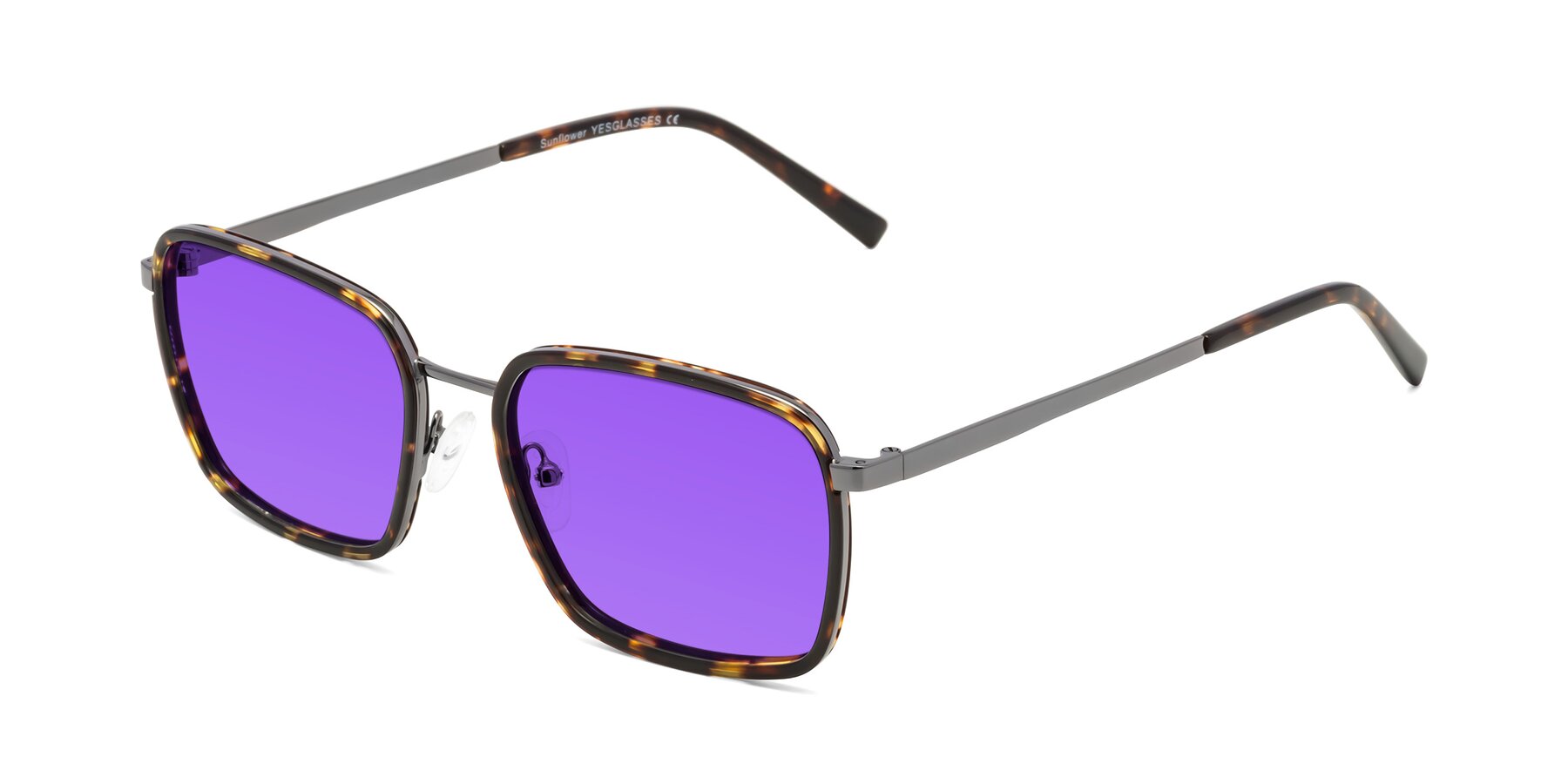 Angle of Sunflower in Tortoise-Gunmetal with Purple Tinted Lenses