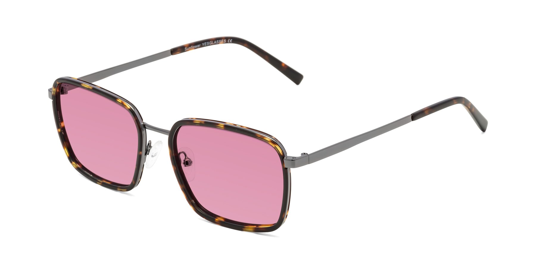 Angle of Sunflower in Tortoise-Gunmetal with Medium Wine Tinted Lenses