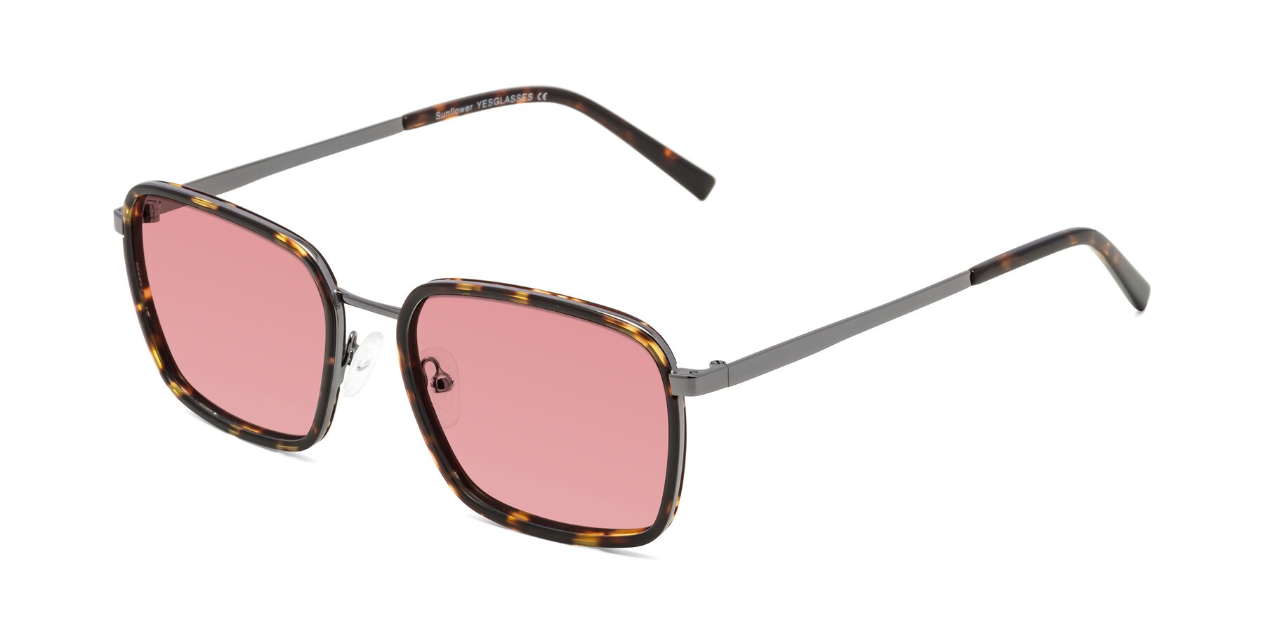 Angle of Sunflower in Tortoise-Gunmetal with Medium Garnet Tinted Lenses