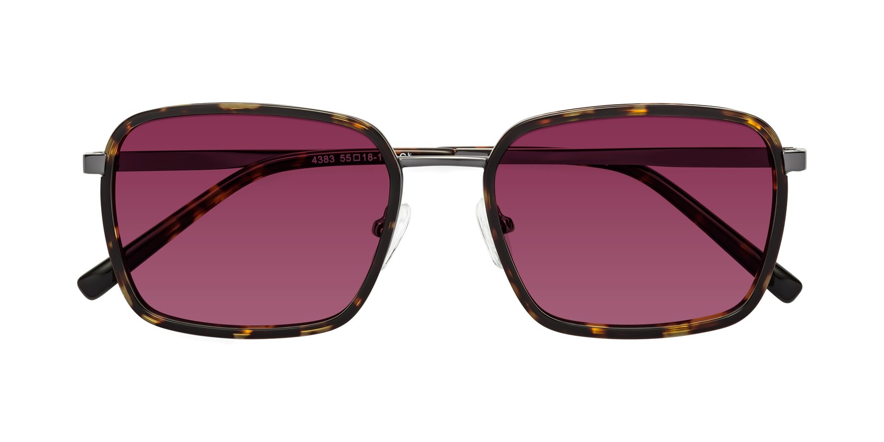 Folded Front of Sunflower in Tortoise-Gunmetal with Wine Tinted Lenses