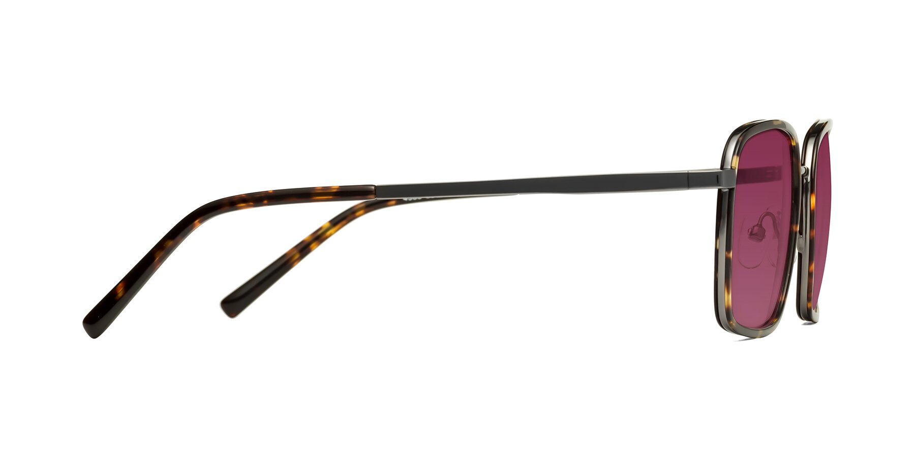 Side of Sunflower in Tortoise-Gunmetal with Wine Tinted Lenses