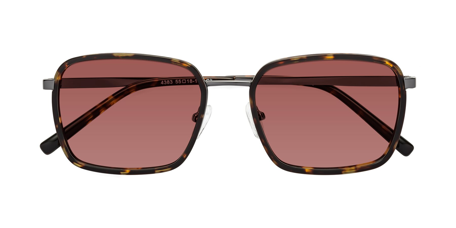 Folded Front of Sunflower in Tortoise-Gunmetal with Garnet Tinted Lenses