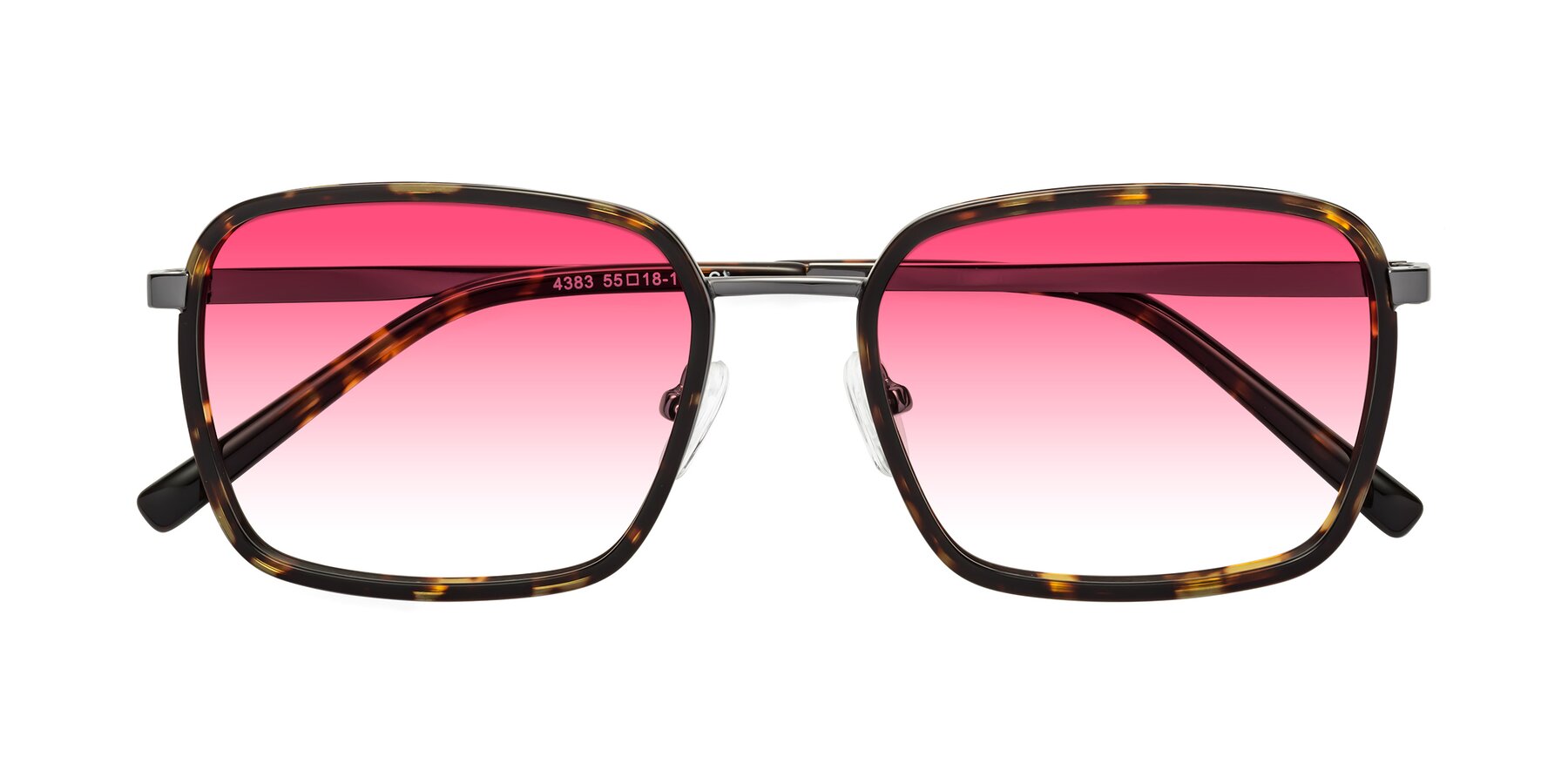 Folded Front of Sunflower in Tortoise-Gunmetal with Pink Gradient Lenses