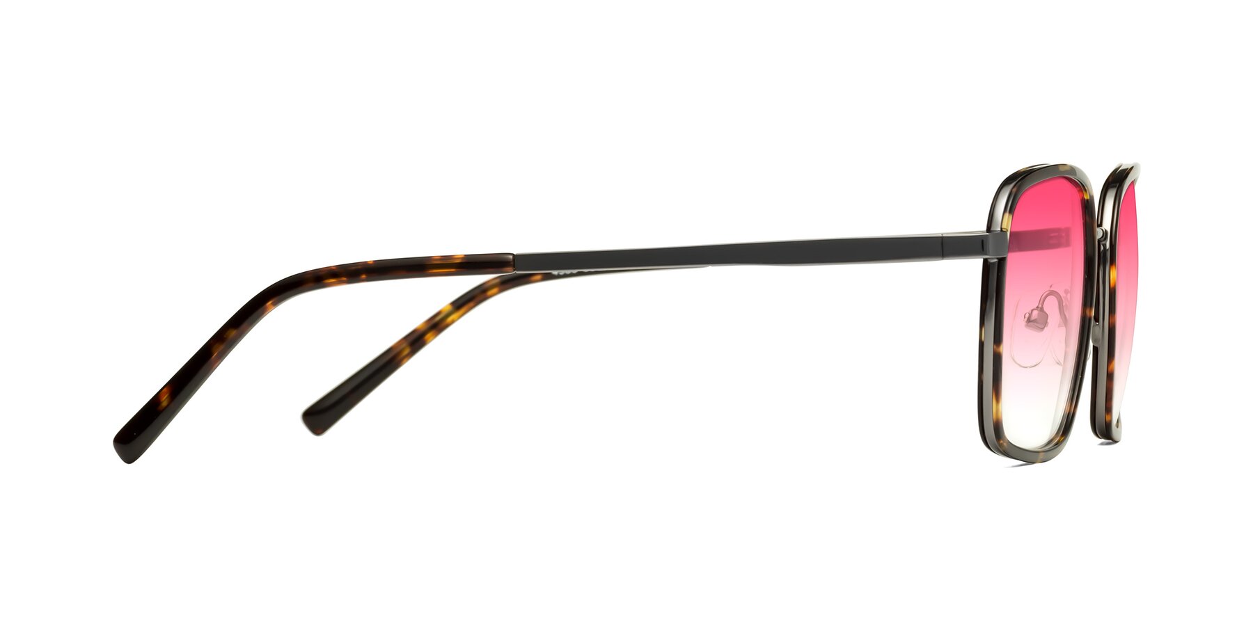 Side of Sunflower in Tortoise-Gunmetal with Pink Gradient Lenses