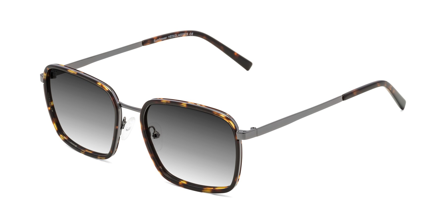 Angle of Sunflower in Tortoise-Gunmetal with Gray Gradient Lenses