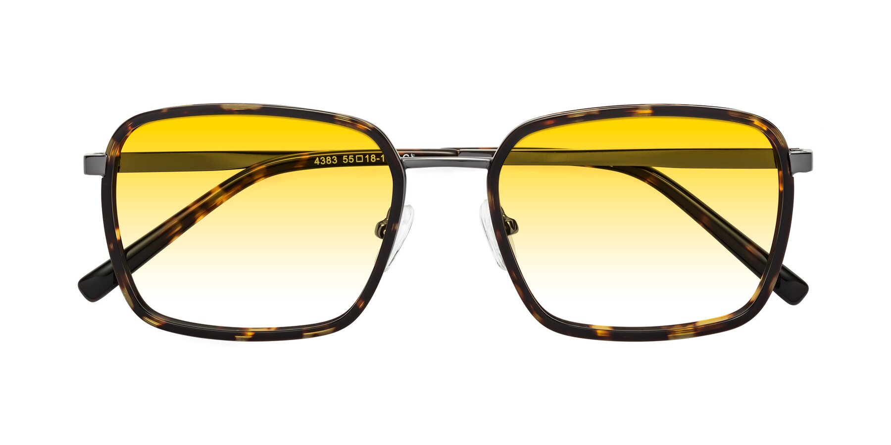 Folded Front of Sunflower in Tortoise-Gunmetal with Yellow Gradient Lenses