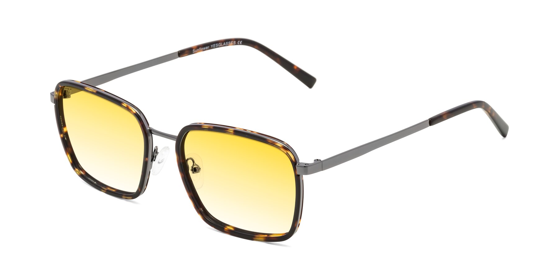 Angle of Sunflower in Tortoise-Gunmetal with Yellow Gradient Lenses