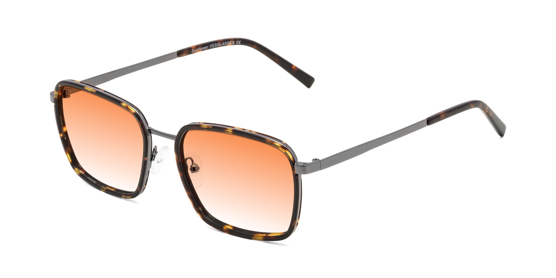 Angle of Sunflower in Tortoise-Gunmetal with Orange Gradient Lenses