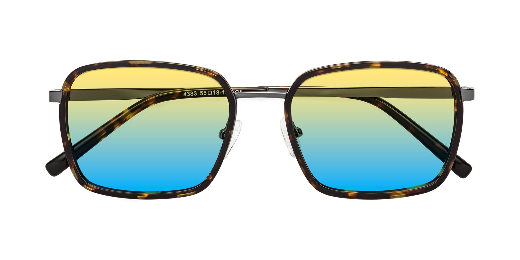 Folded Front of Sunflower in Tortoise-Gunmetal with Yellow / Blue Gradient Lenses