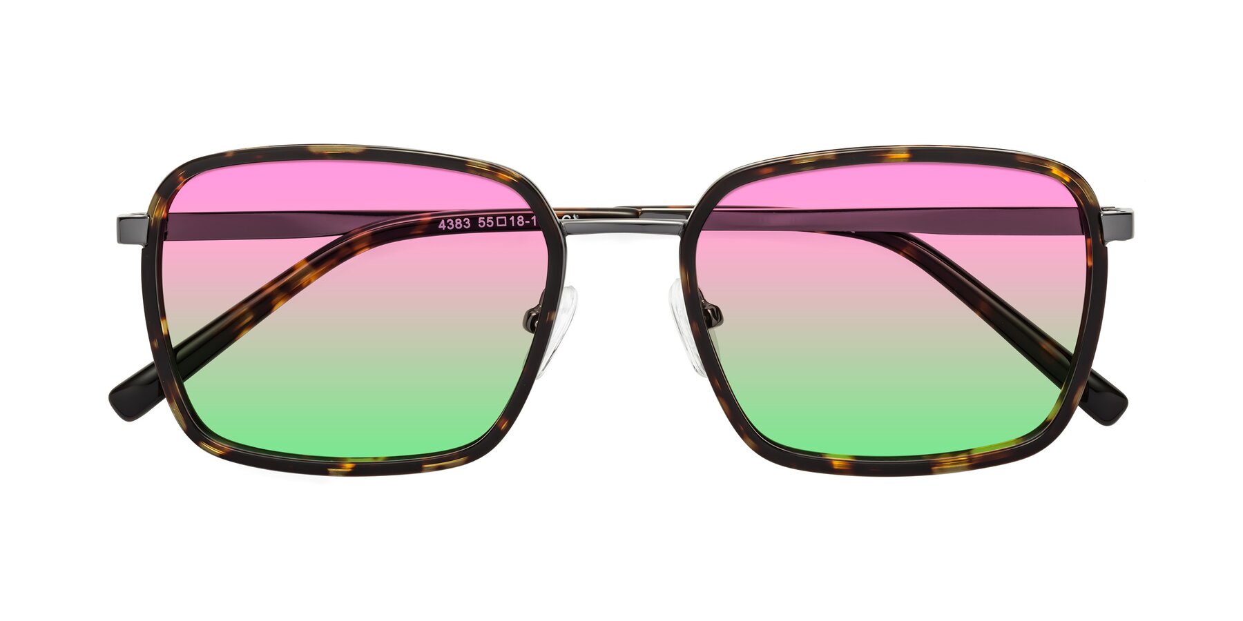 Folded Front of Sunflower in Tortoise-Gunmetal with Pink / Green Gradient Lenses