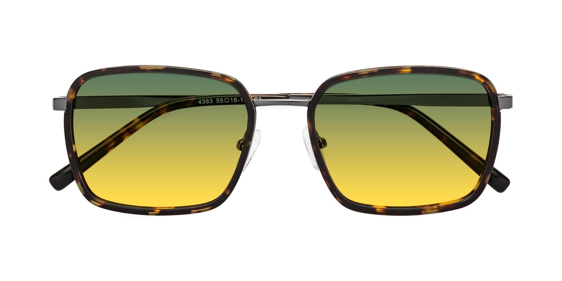 Folded Front of Sunflower in Tortoise-Gunmetal with Green / Yellow Gradient Lenses