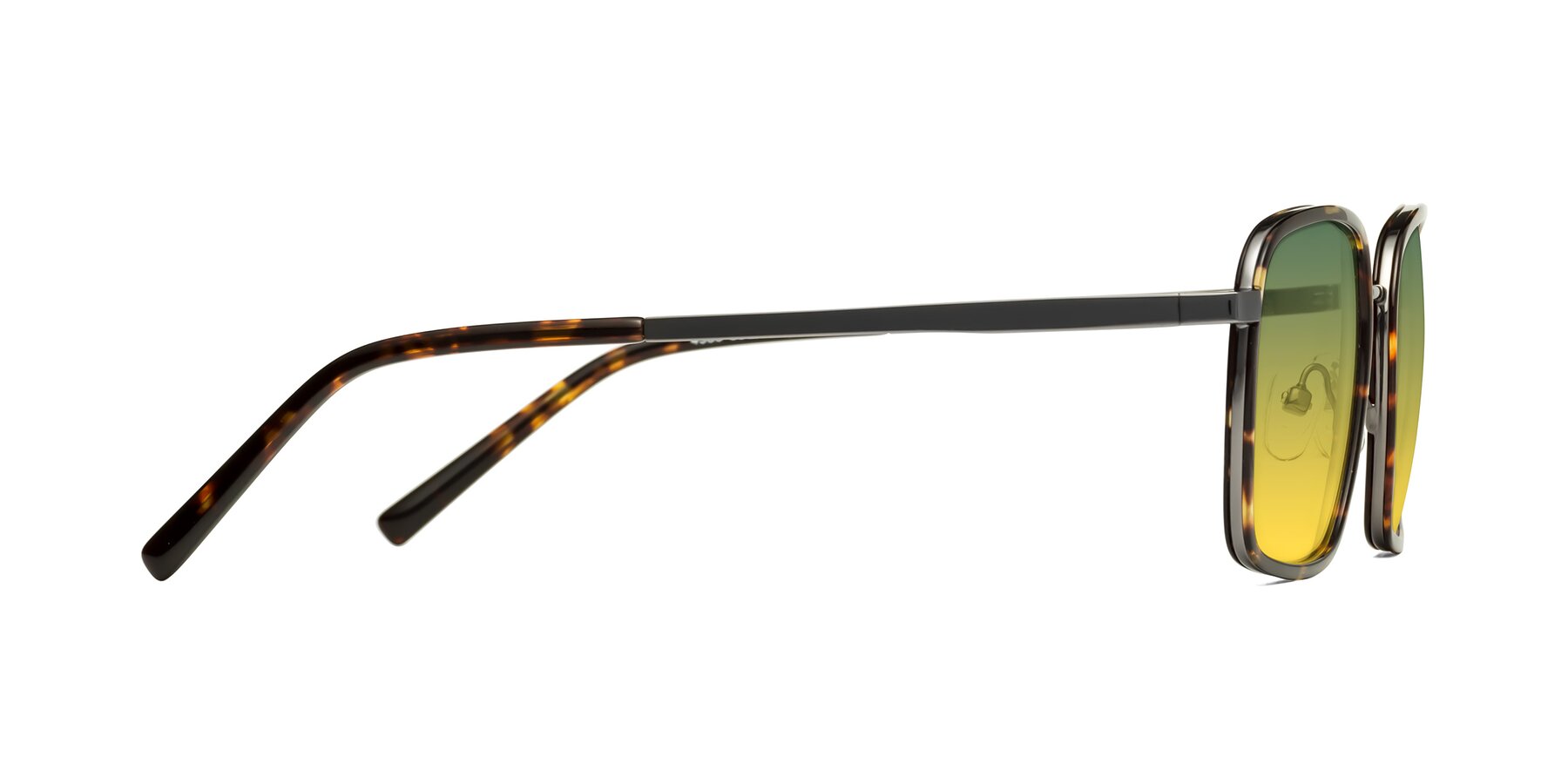 Side of Sunflower in Tortoise-Gunmetal with Green / Yellow Gradient Lenses