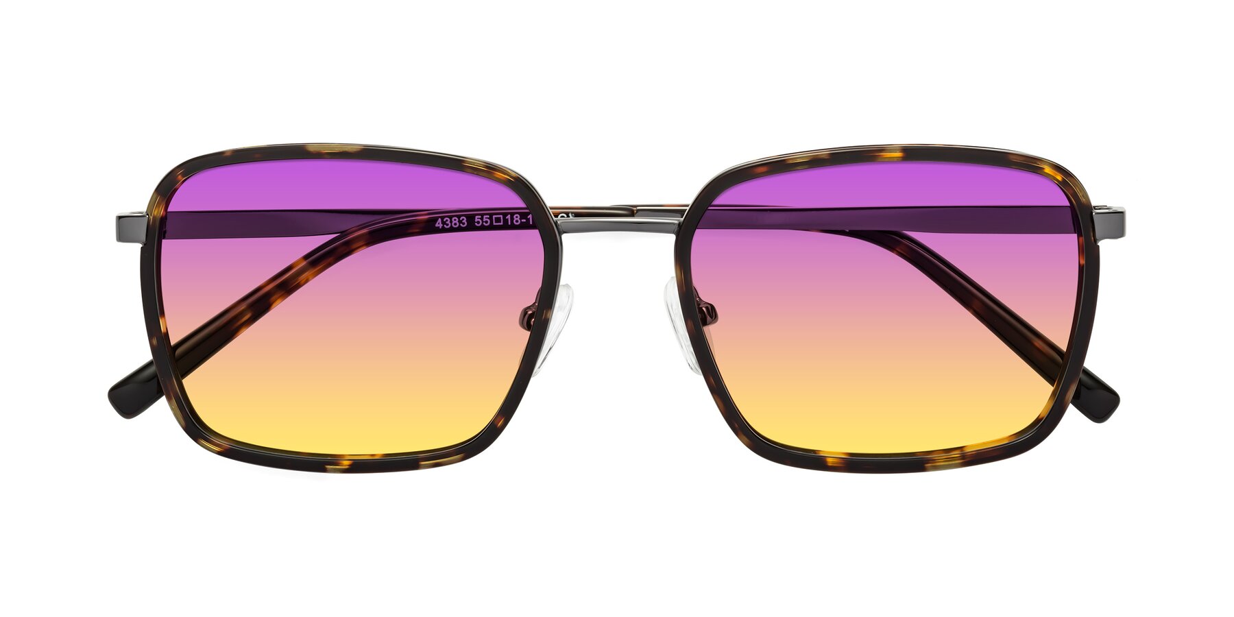 Folded Front of Sunflower in Tortoise-Gunmetal with Purple / Yellow Gradient Lenses