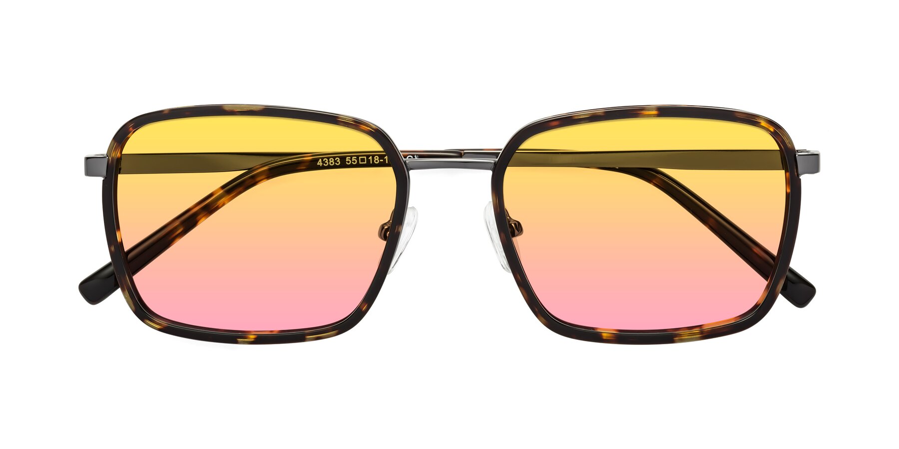 Folded Front of Sunflower in Tortoise-Gunmetal with Yellow / Pink Gradient Lenses