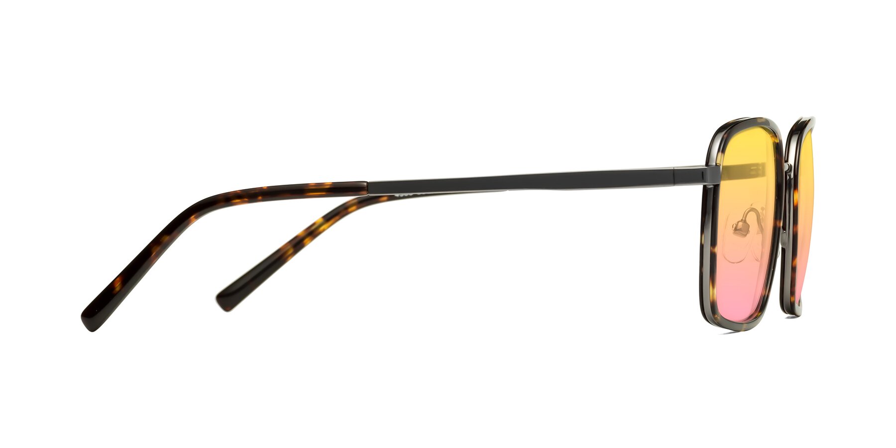 Side of Sunflower in Tortoise-Gunmetal with Yellow / Pink Gradient Lenses
