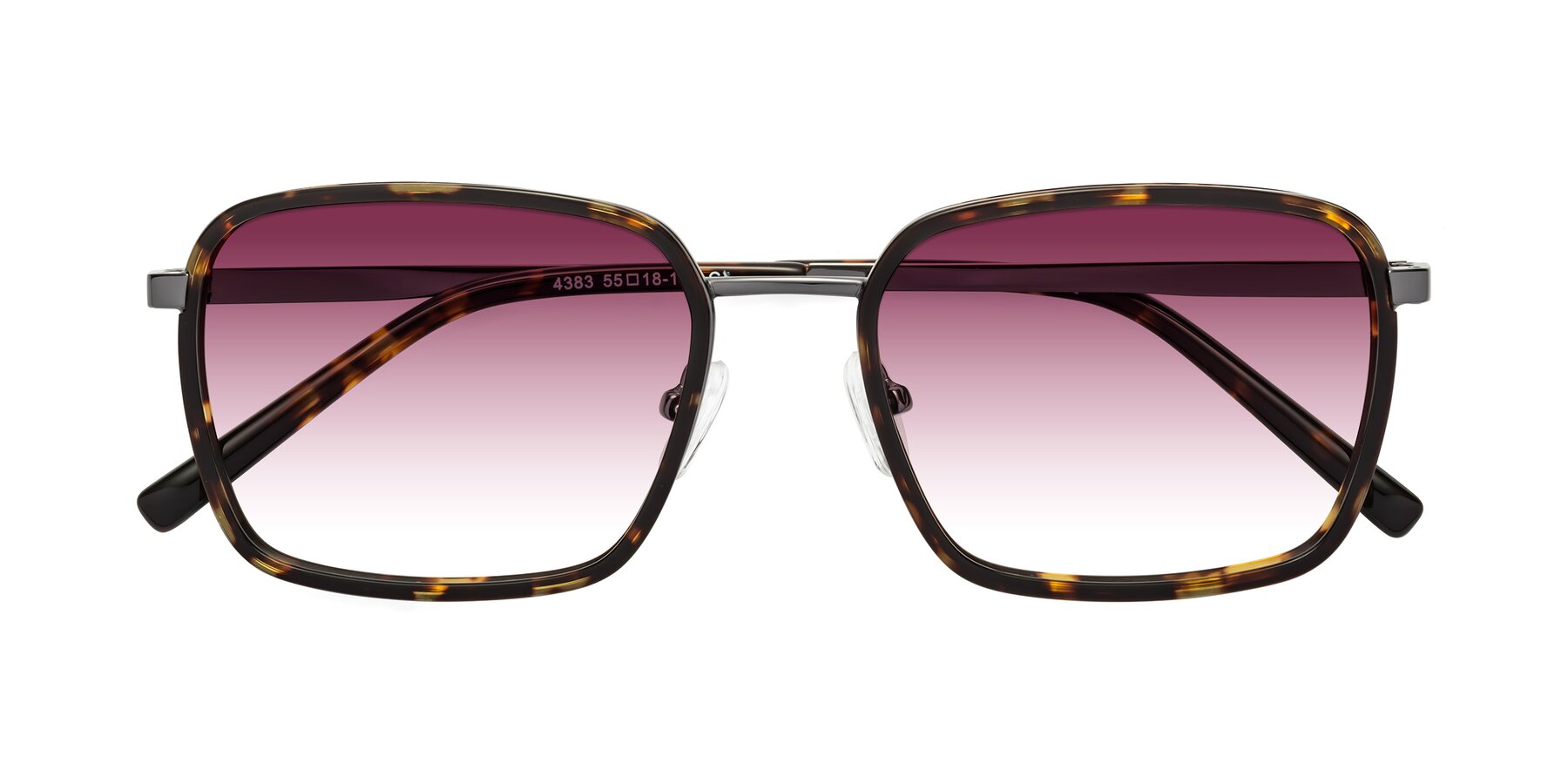 Folded Front of Sunflower in Tortoise-Gunmetal with Wine Gradient Lenses