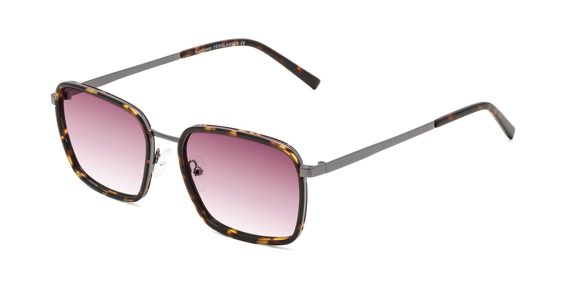 Angle of Sunflower in Tortoise-Gunmetal with Wine Gradient Lenses