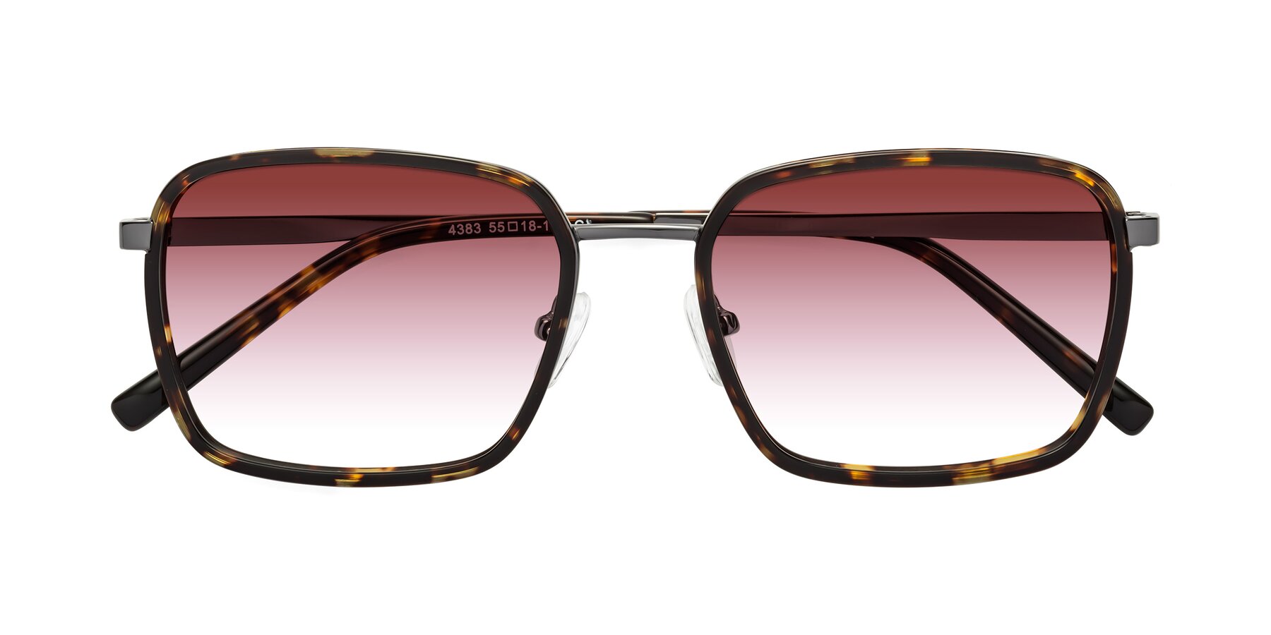 Folded Front of Sunflower in Tortoise-Gunmetal with Garnet Gradient Lenses